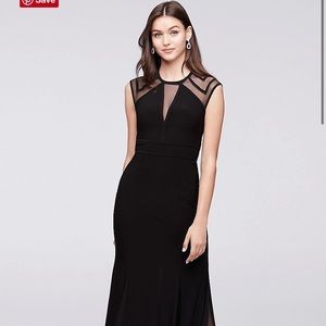 Illusion Jersey Mermaid Gown with Keyhole Back